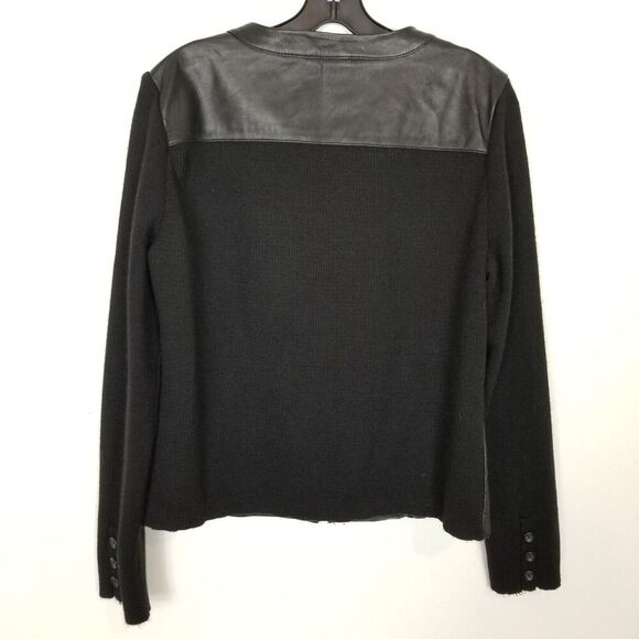 Jaclyn Smith Women Zip Up Leather Knit Mixed Media Jacket Sz L Black - Picture 4 of 8